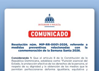 Resolución núm. MIP-RR-0001-2026, referente a medidas preventivas relacionadas con la conmemoración de la Semana Santa 2026.