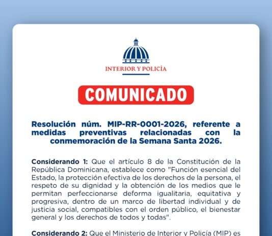 Resolución núm. MIP-RR-0001-2026, referente a medidas preventivas relacionadas con la conmemoración de la Semana Santa 2026.