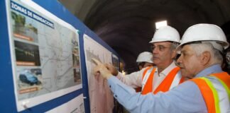 Presidente Abinader supervisa túnel pluvial de la avenida Luperón que se construye con fondos de Aerodom, para evitar inundaciones en la zona